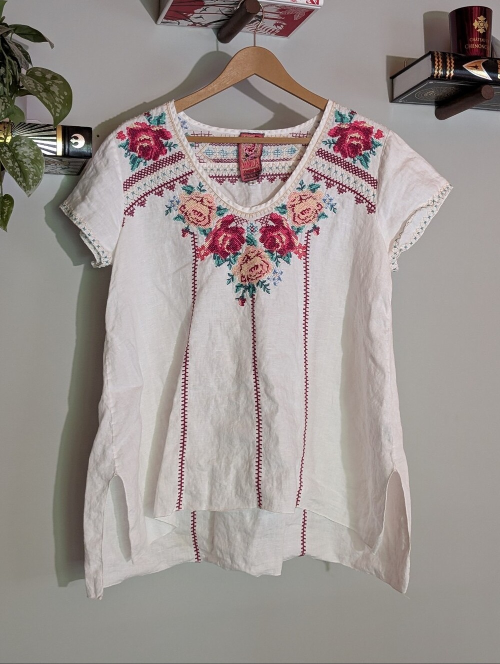 Johnny Was Linen Floral Embroidered Tunic - Medium
